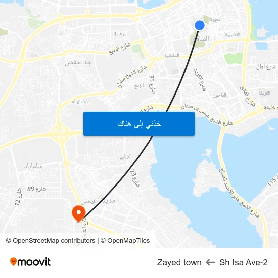 Sh Isa Ave-2 to Zayed town map