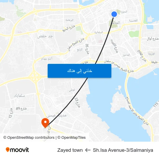 Sh.Isa Avenue-3/Salmaniya to Zayed town map