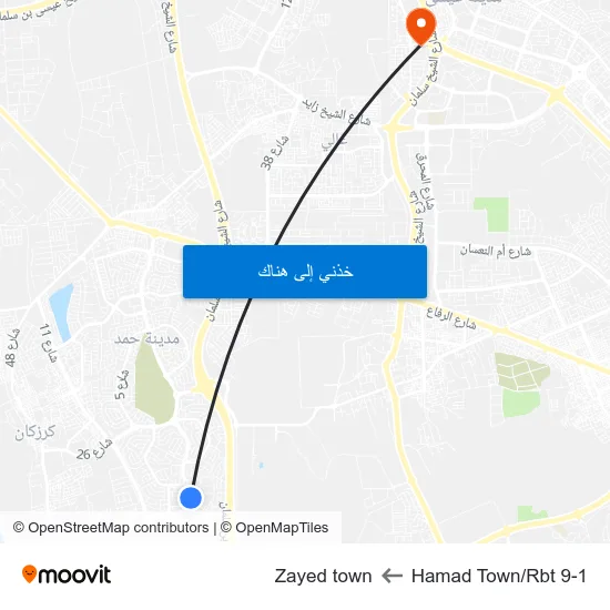 Hamad Town/Rbt 9-1 to Zayed town map