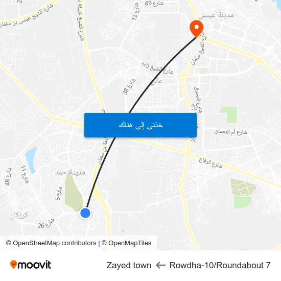 Rowdha-10/Roundabout 7 to Zayed town map