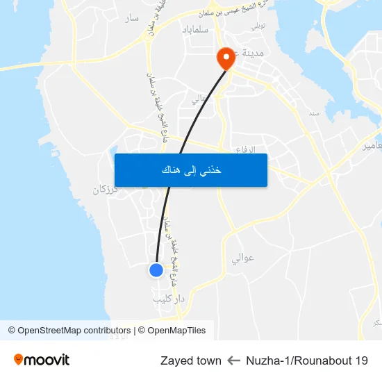 Nuzha-1/Rounabout 19 to Zayed town map