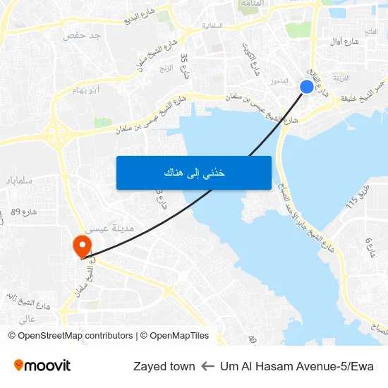 Um Al Hasam Avenue-5/Ewa to Zayed town map