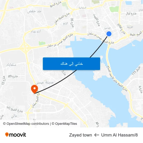 Umm Al Hassam/8 to Zayed town map