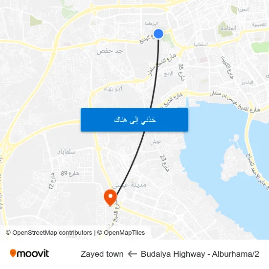 Budaiya Highway - Alburhama/2 to Zayed town map