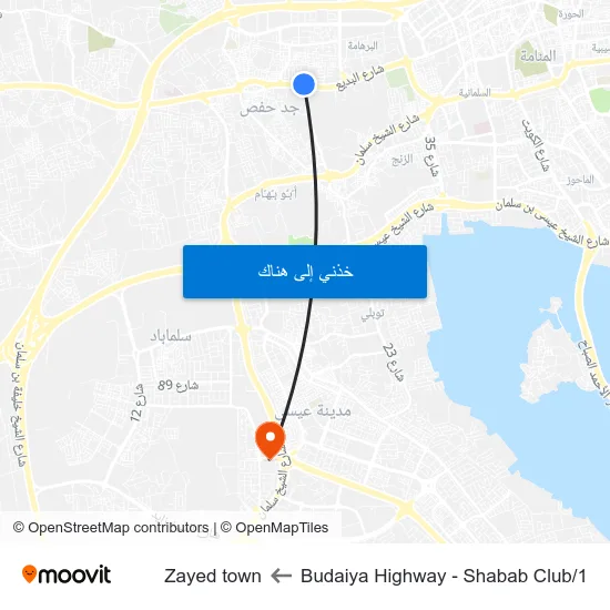 Budaiya Highway - Shabab Club/1 to Zayed town map
