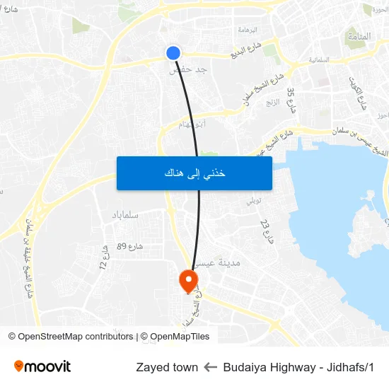 Budaiya Highway - Jidhafs/1 to Zayed town map