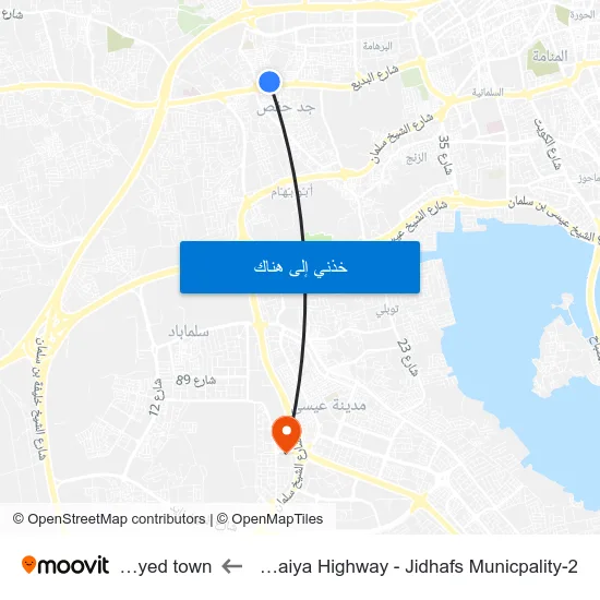 Budaiya Highway - Jidhafs Municpality-2 to Zayed town map
