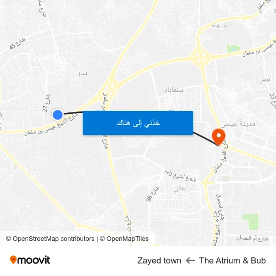 The Atrium & Bub to Zayed town map