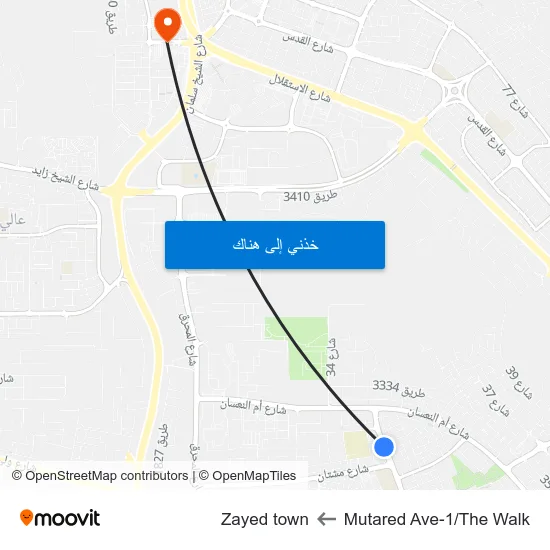 Mutared Ave-1/The Walk to Zayed town map