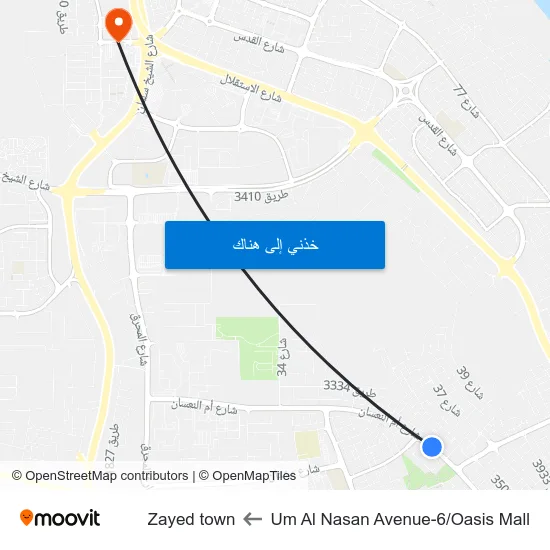 Um Al Nasan Avenue-6/Oasis Mall to Zayed town map