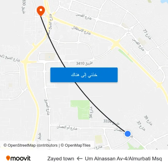Um Alnassan Av-4/Almurbati Msq to Zayed town map