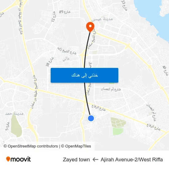 Ajirah Avenue-2/West Riffa to Zayed town map