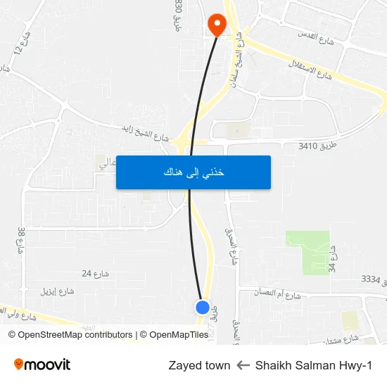 Shaikh Salman Hwy-1 to Zayed town map