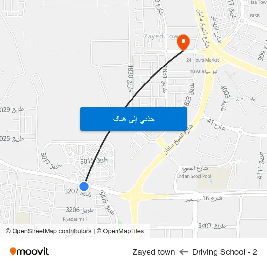 Driving School - 2 to Zayed town map