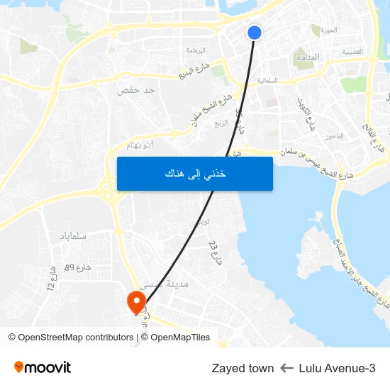 Lulu Avenue-3 to Zayed town map