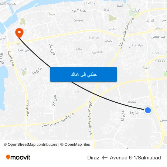 Avenue 6-1/Salmabad to Diraz map