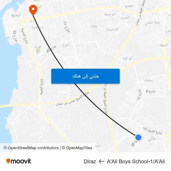 A'Ali Boys School-1/A'Ali to Diraz map