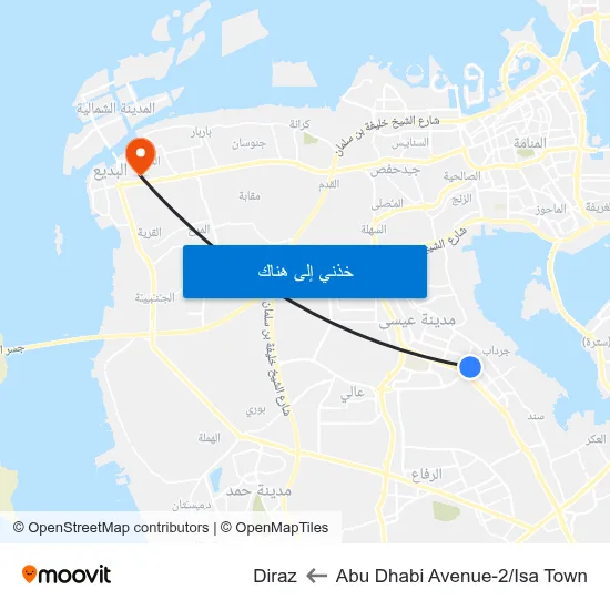 Abu Dhabi Avenue-2/Isa Town to Diraz map