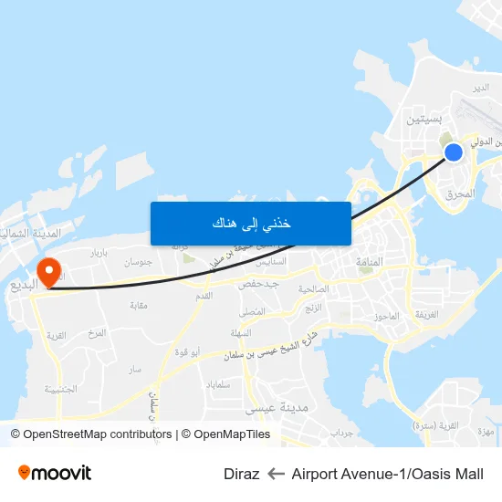 Airport Avenue-1/Oasis Mall to Diraz map