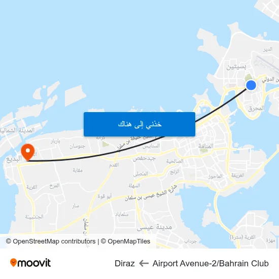 Airport Avenue-2/Bahrain Club to Diraz map