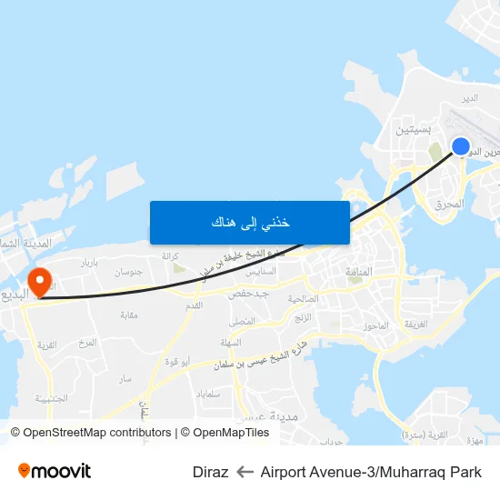 Airport Avenue-3/Muharraq Park to Diraz map