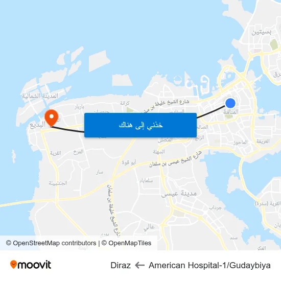 American Hospital-1/Gudaybiya to Diraz map