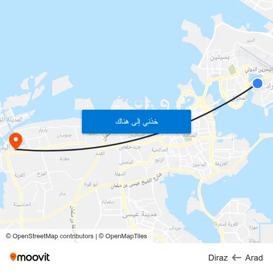 Arad to Diraz map