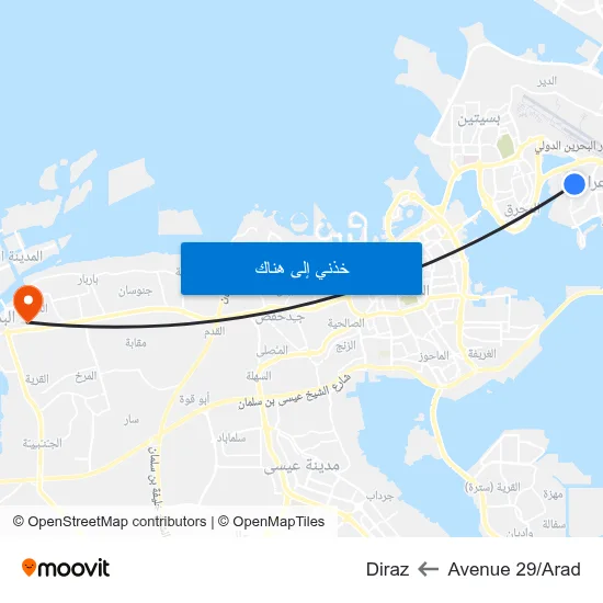 Avenue 29/Arad to Diraz map