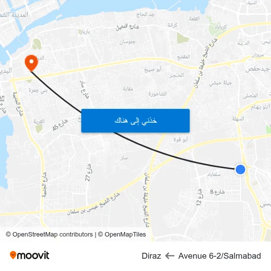 Avenue 6-2/Salmabad to Diraz map