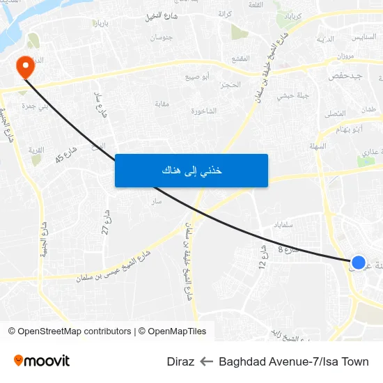 Baghdad Avenue-7/Isa Town to Diraz map