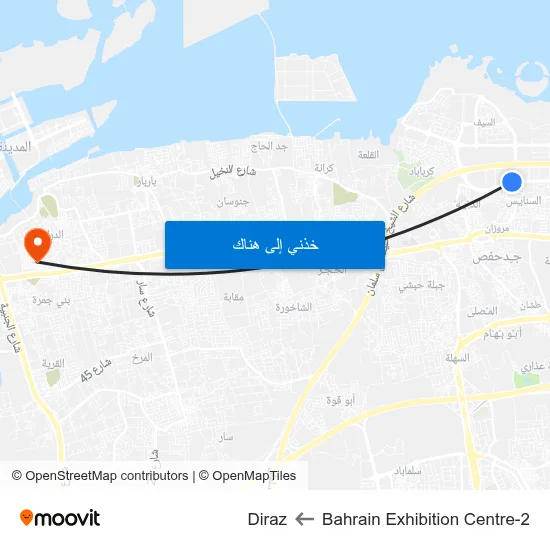 Bahrain Exhibition Centre-2 to Diraz map