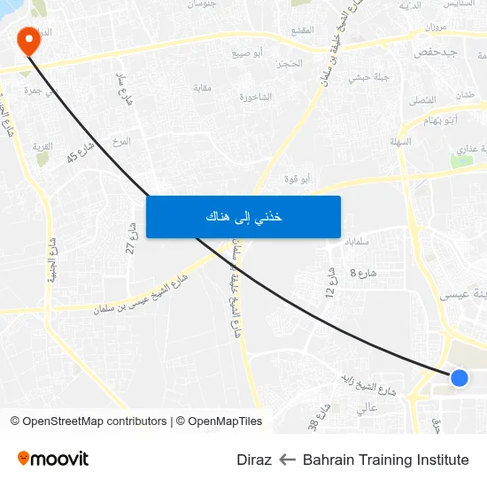 Bahrain Training Institute to Diraz map