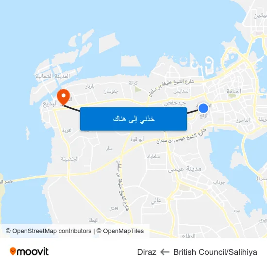 British Council/Salihiya to Diraz map