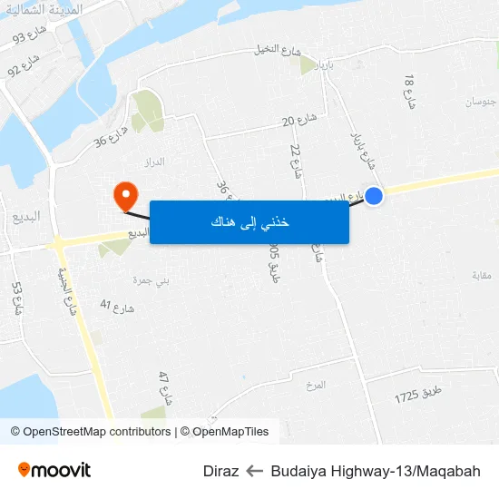 Budaiya Highway-13/Maqabah to Diraz map