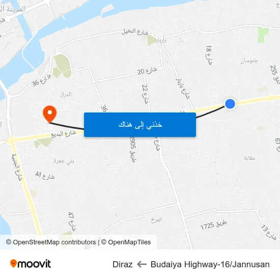 Budaiya Highway-16/Jannusan to Diraz map