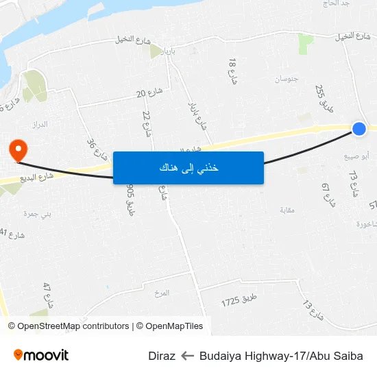 Budaiya Highway-17/Abu Saiba to Diraz map