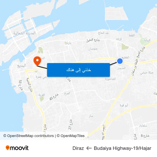 Budaiya Highway-19/Hajar to Diraz map