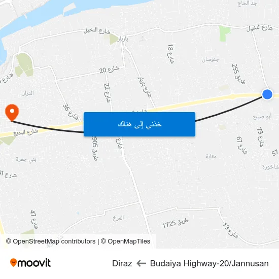 Budaiya Highway-20/Jannusan to Diraz map