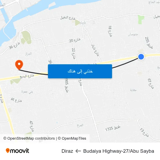 Budaiya Highway-27/Abu Sayba to Diraz map