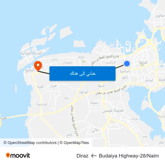 Budaiya Highway-28/Naim to Diraz map