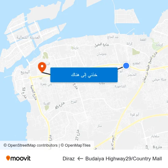 Budaiya Highway29/Country Mall to Diraz map