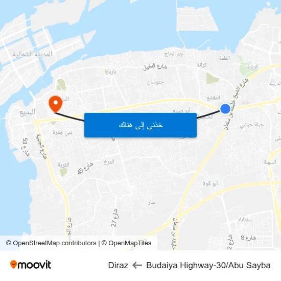 Budaiya Highway-30/Abu Sayba to Diraz map