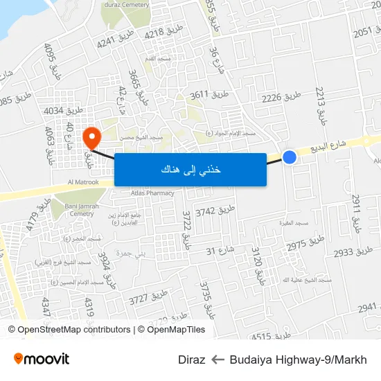 Budaiya Highway-9/Markh to Diraz map