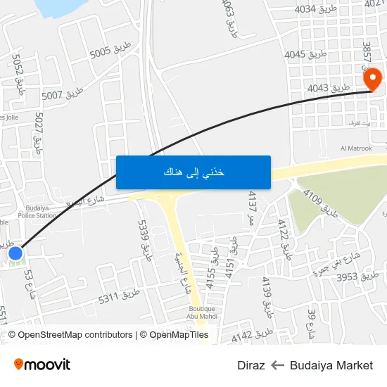 Budaiya Market to Diraz map