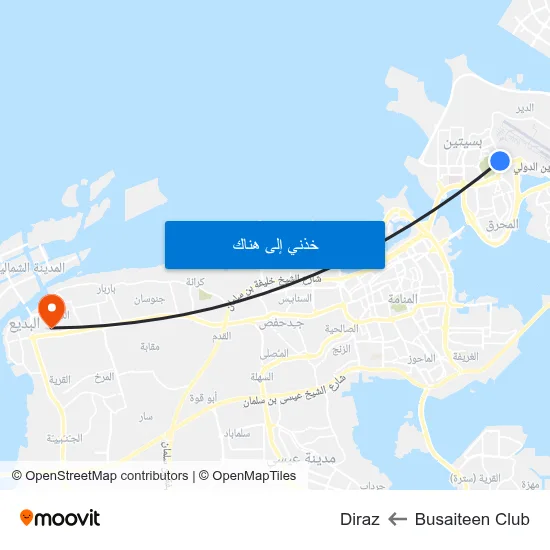 Busaiteen Club to Diraz map