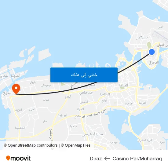Casino Par/Muharraq to Diraz map