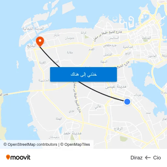 Cio to Diraz map