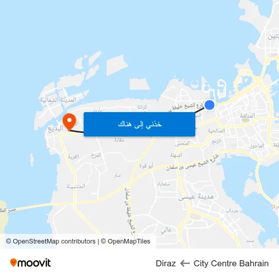 City Centre Bahrain to Diraz map