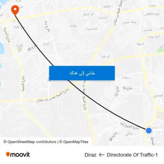 Directorate Of Traffic-1 to Diraz map