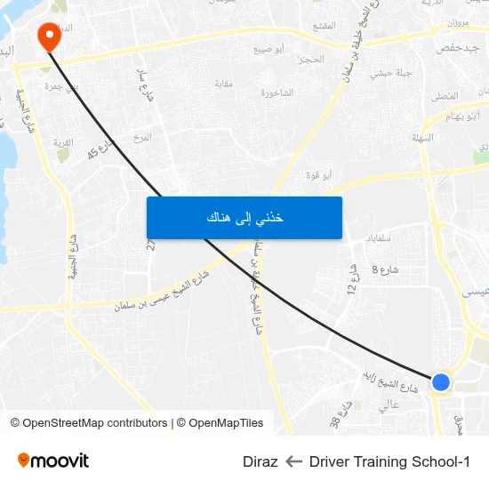 Driver Training School-1 to Diraz map